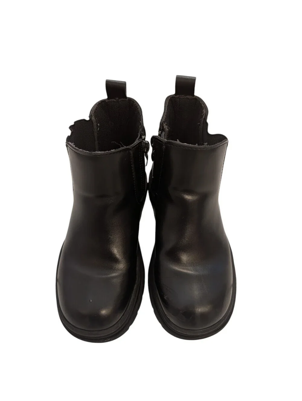 Girls Black Chelsea Boots with Side Zip Size 12